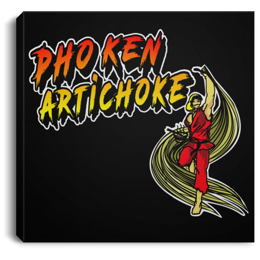 ArtichokeUSA Custom Design. Pho Ken Artichoke. Street Fighter Parody. Gaming. Square Canvas .75in Frame
