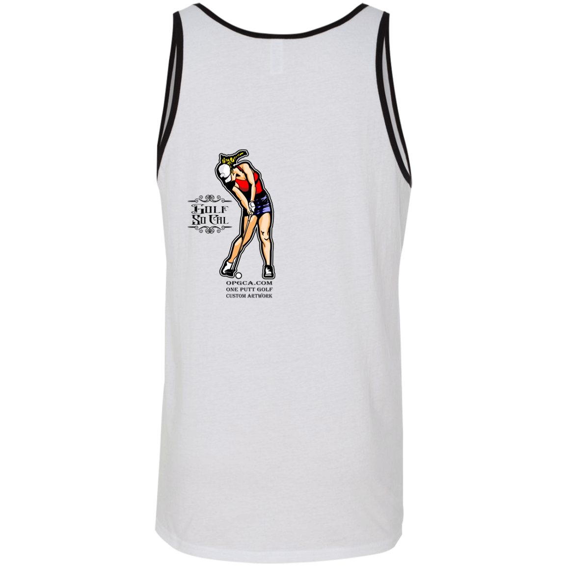 OPG Custom Design #9. Drive it. Chip it. One Putt Golf It. Golf So. Cal. 2 Tone Tank 100% Combed and Ringspun Cotton