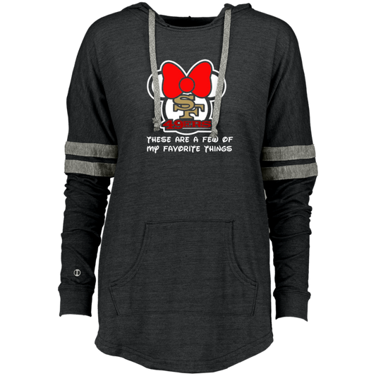 ArtichokeUSA Custom Design #51. These are a few of my favorite things. SF 49ers/Hello Kitty/Mickey Mouse Fan Art. Ladies Hooded Low Key Pullover