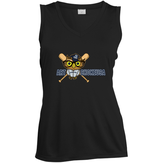 ArtichokeUSA Character and Font design. New York Owl. NY Yankees Fan Art. Let's Create Your Own Team Design Today. Ladies' Sleeveless V-Neck