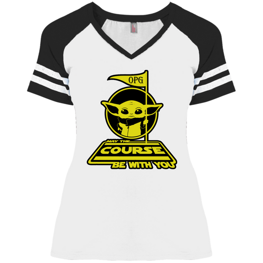 OPG Custom Design #21. May the course be with you. Star Wars Parody and Fan Art. Ladies' Game V-Neck T-Shirt