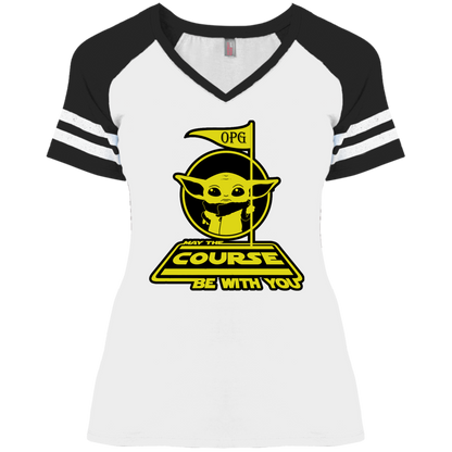 OPG Custom Design #21. May the course be with you. Star Wars Parody and Fan Art. Ladies' Game V-Neck T-Shirt