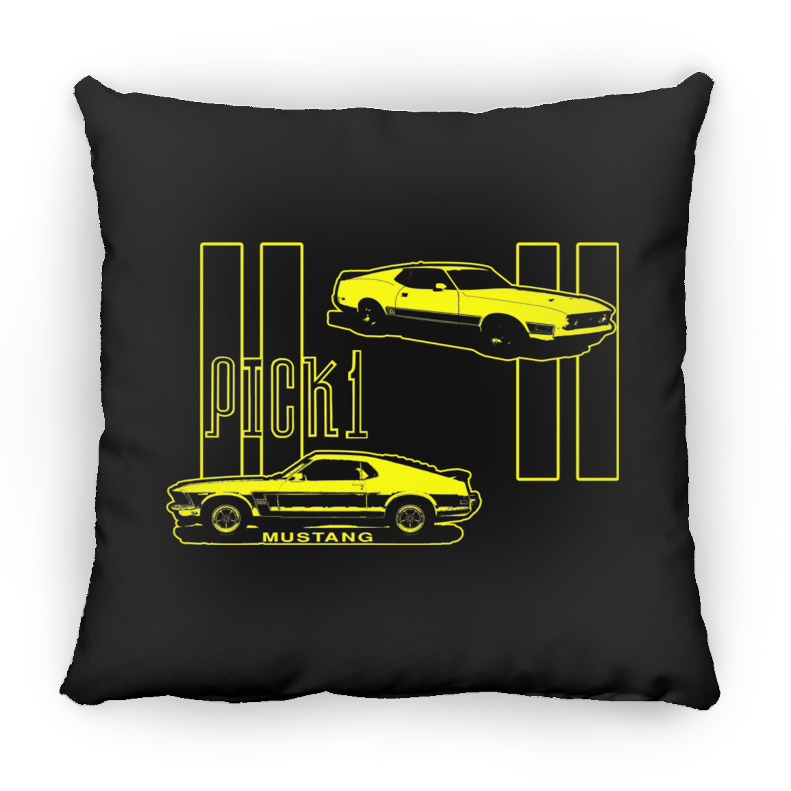 ArtichokeUSA Custom Design. Pick 1 Mustang. Mach 1 Mustang Parody. Cars. Square Pillow 18x18