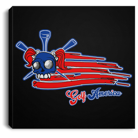 OPG Custom Design #16. Golf America. Female Skull Design. Golf. Square Canvas .75in Frame
