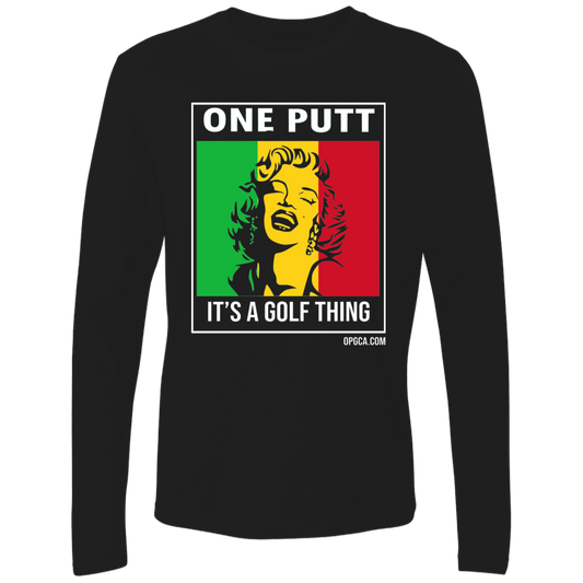 OPG Custom Design #22. One Putt / One Love Parody with Fan Art. Female Edition. Men's Premium LS