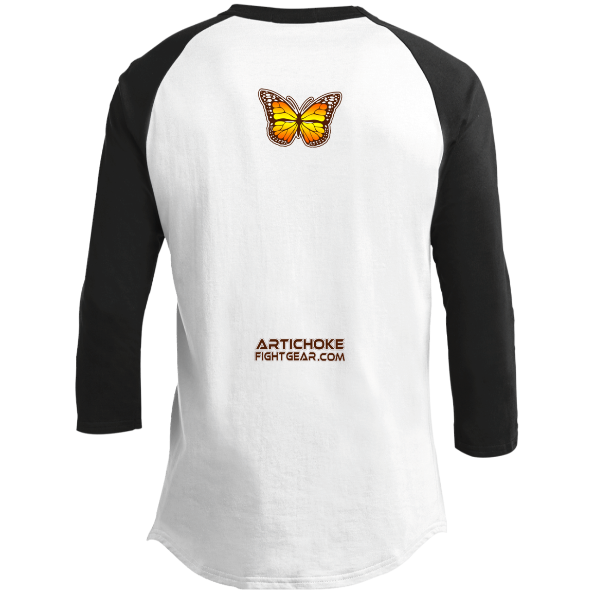 Artichoke Fight Gear Custom Design #6. Lepidopterology (Study of butterflies). Butterfly Guard. Youth 3/4 Raglan Sleeve Shirt