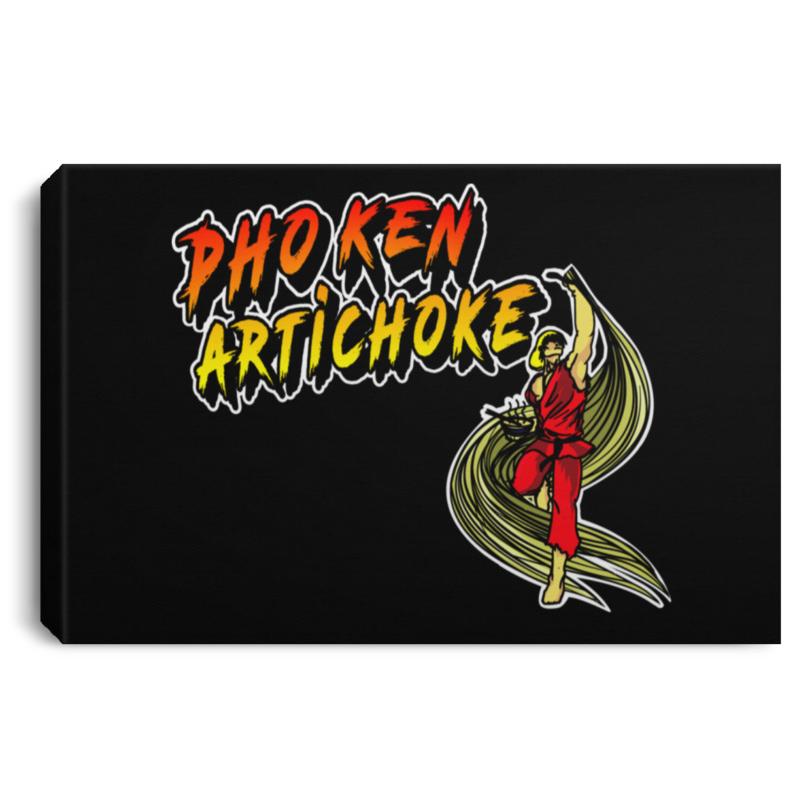 ArtichokeUSA Custom Design. Pho Ken Artichoke. Street Fighter Parody. Gaming. Landscape Canvas .75in Frame