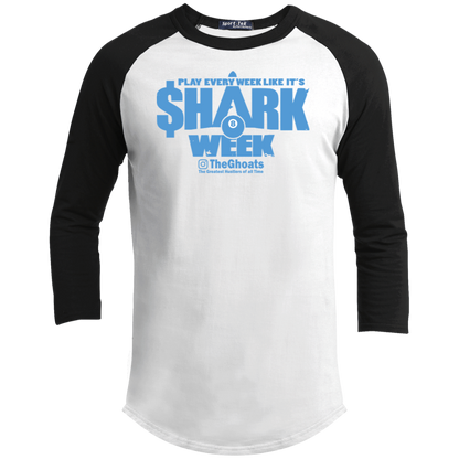 The GHOATS Custom Design. #32. Shark Week. Shark Life. Youth 3/4 Raglan Sleeve Shirt