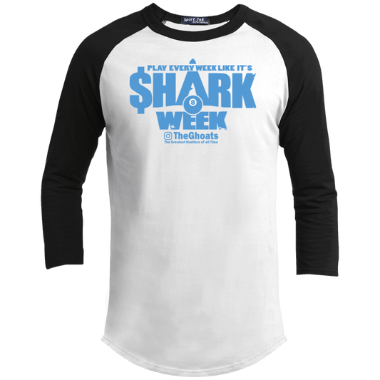 The GHOATS Custom Design. #32. Shark Week. Shark Life. Youth 3/4 Raglan Sleeve Shirt