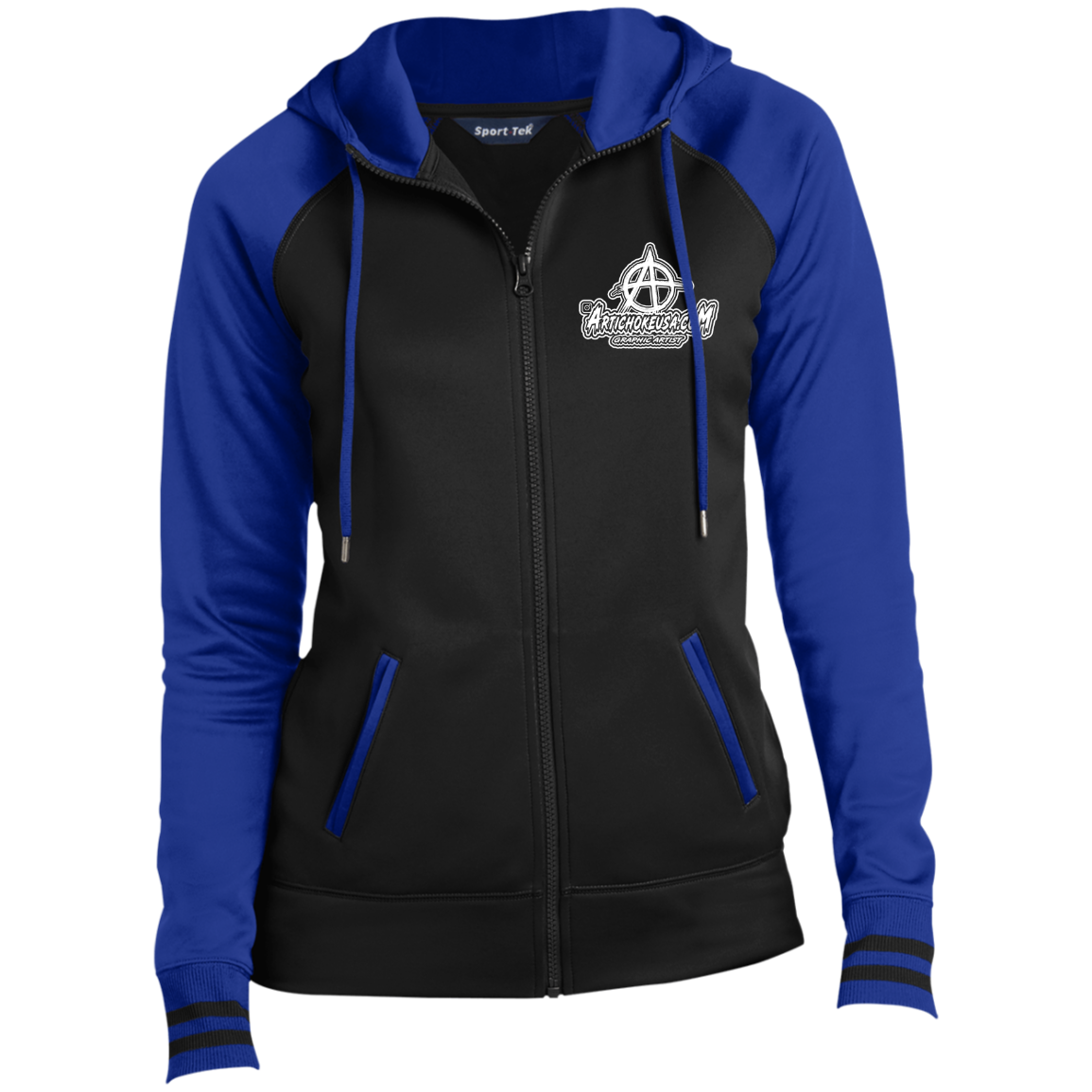 Embroidered Ladies' Moisture Wick Full-Zip Hooded Jacket