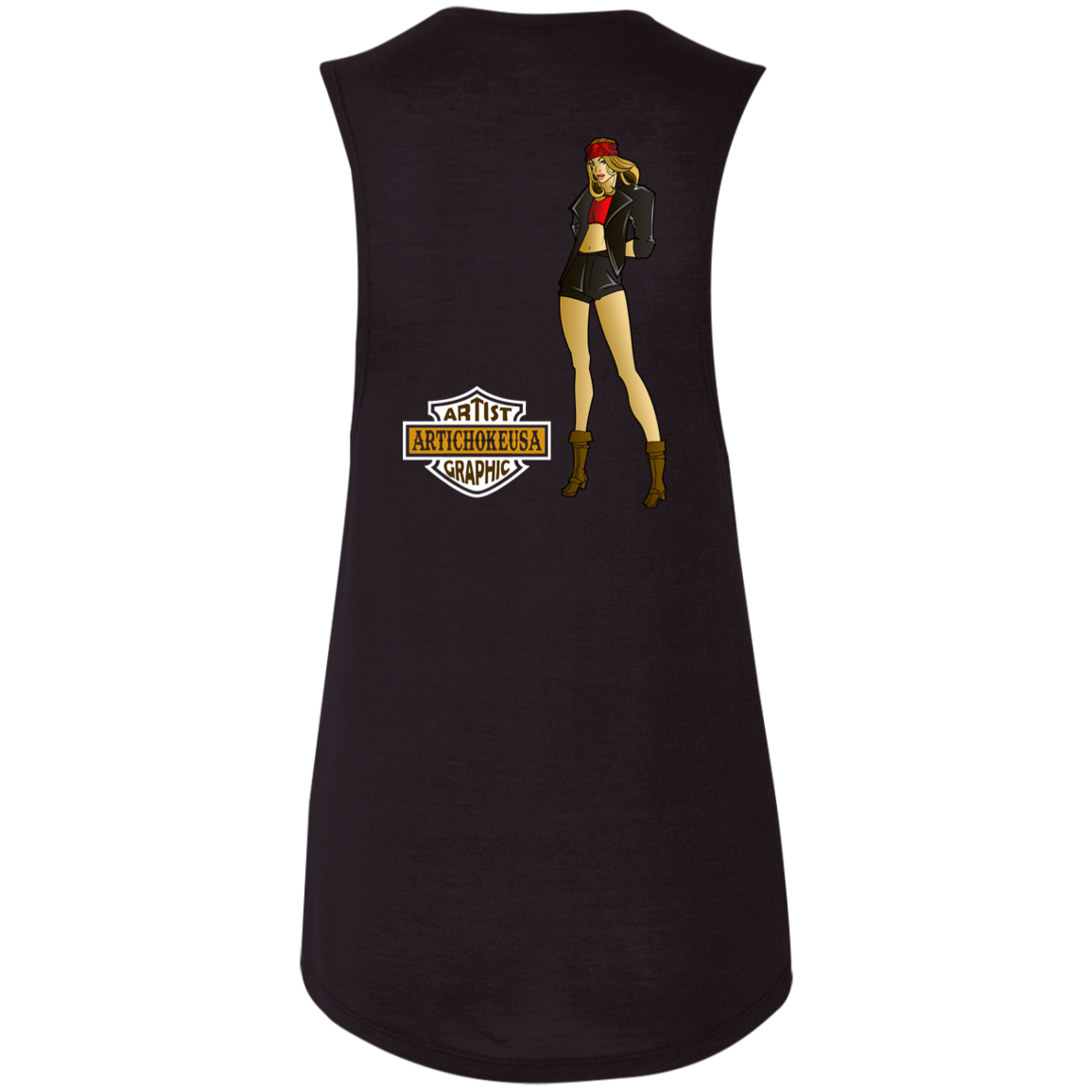 ArtichokeUSA Custom Design. Façade: (Noun) A false appearance that makes someone or something seem more pleasant or better than they really are.  Ladies' Flowy Muscle Tank
