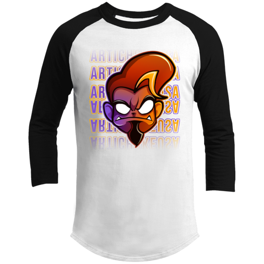 ArtichokeUSA Character and Font design. Let's Create Your Own Team Design Today. Arthur. Men's 3/4 Raglan Sleeve Shirt
