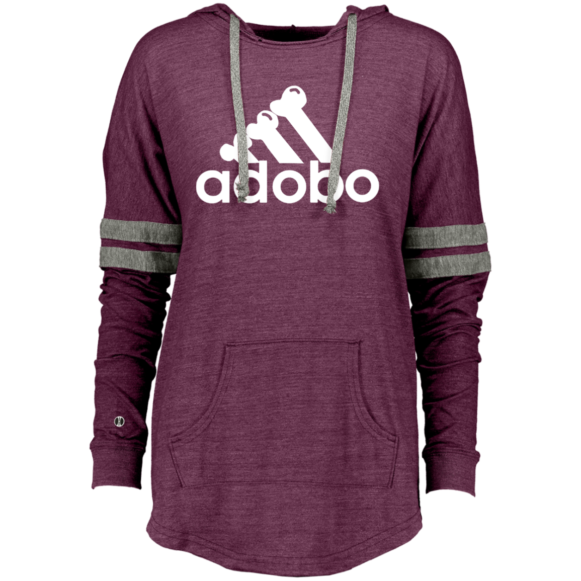 ArtichokeUSA Custom Design. Adobo. Adidas Parody. Ladies Hooded Low Key Pullover