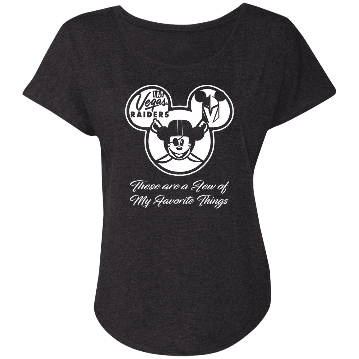 ArtichokeUSA Custom Design. Las Vegas Raiders & Mickey Mouse Mash Up. Fan Art. Parody. Ladies' Triblend Dolman Sleeve