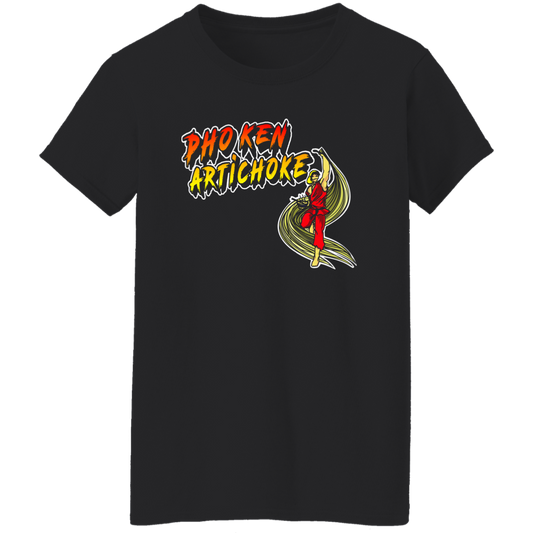 ArtichokeUSA Custom Design. Pho Ken Artichoke. Street Fighter Parody. Gaming. Ladies' 5.3 oz. T-Shirt