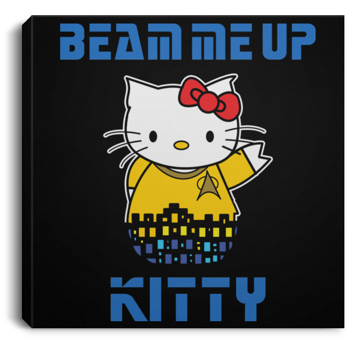 ArtichokeUSA Custom Design. Beam Me Up Kitty. Fan Art / Parody. Square Canvas .75in Frame