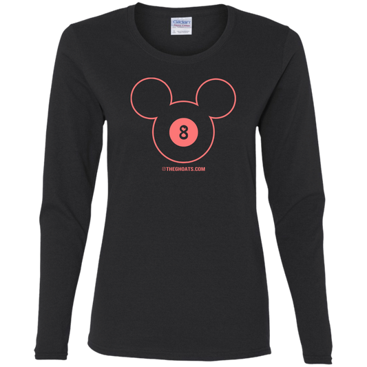 The GHOATS Custom Design #19. Look at the back. Mickey Hustle. Mickey Fan Art. Ladies' Basic 100% Cotton Long Sleeve