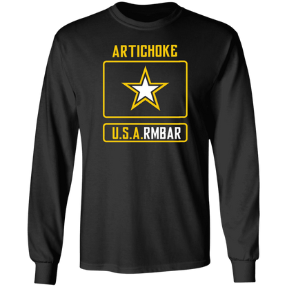 ArtichokeUSA Custom Design #54. Artichoke USArmbar. US Army Parody. 100% Cotton Long Sleeve T-Shirt