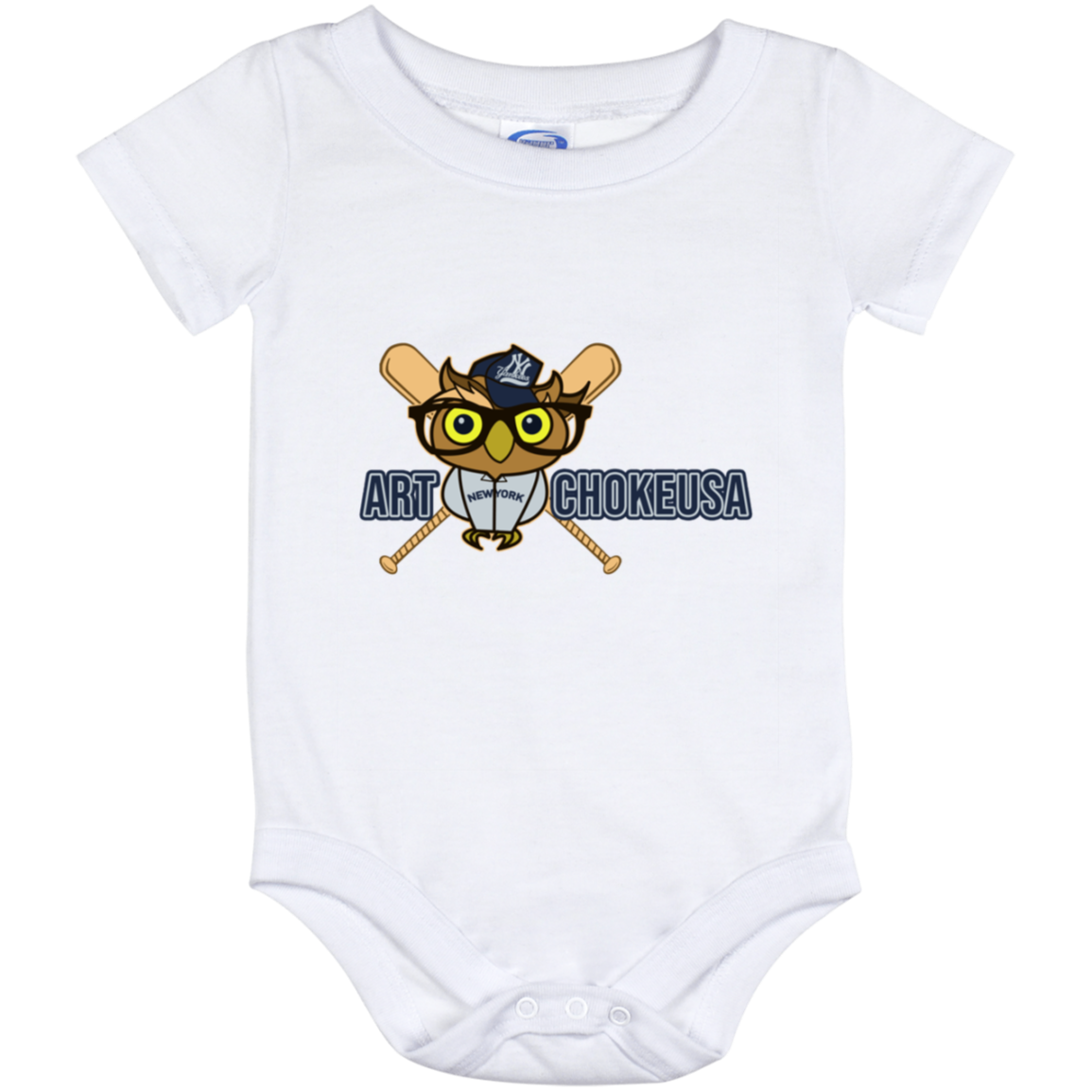 ArtichokeUSA Character and Font design. New York Owl. NY Yankees Fan Art. Let's Create Your Own Team Design Today. Baby Onesie 12 Month