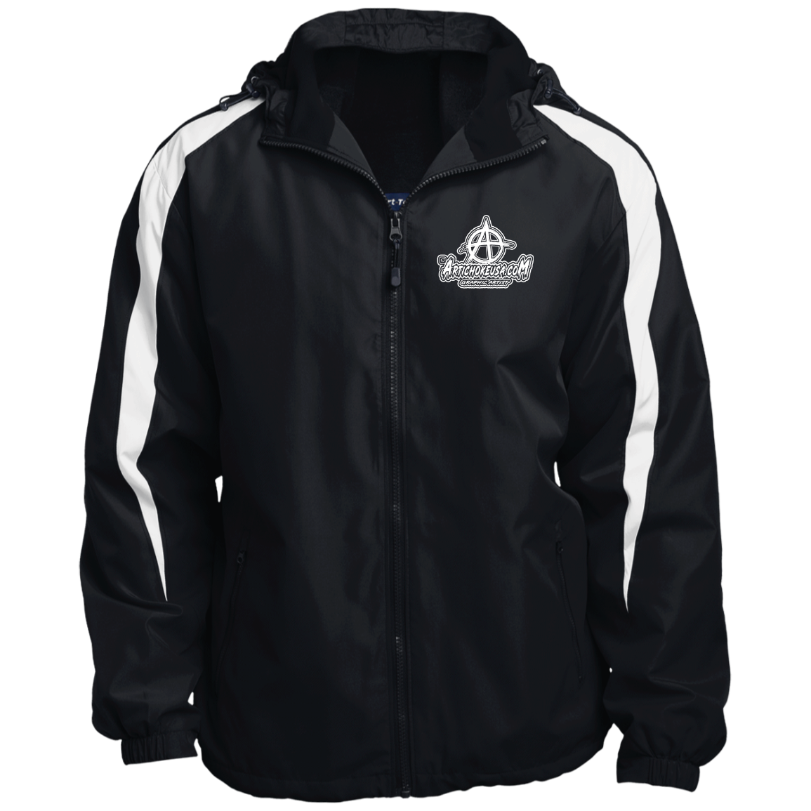 Embroidered Fleece Lined Colorblocked Hooded Jacket