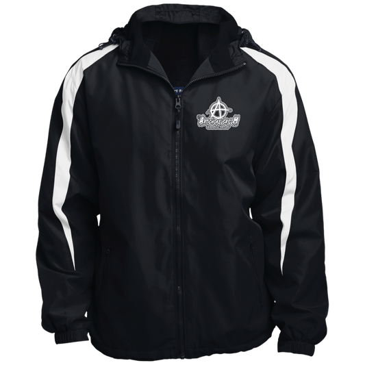 Embroidered Fleece Lined Colorblocked Hooded Jacket