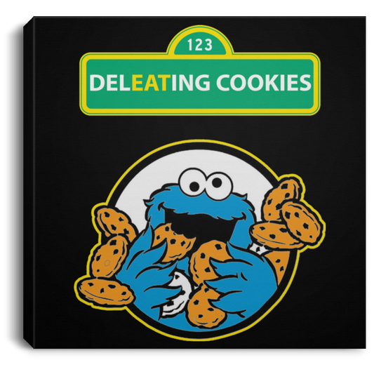 ArtichokeUSA Custom Design #58. DelEATing Cookes. IT humor. Cookie Monster Parody. Square Canvas .75in Frame