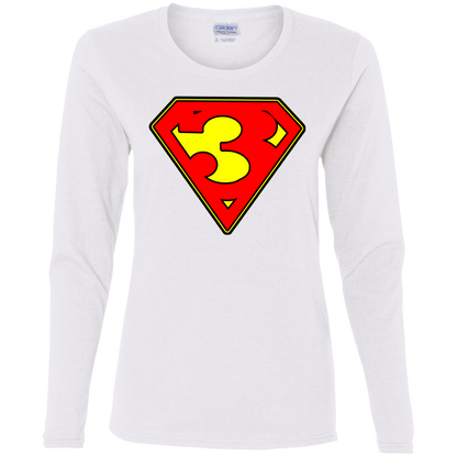 The GHOATS Custom Design. #38 Super 3. APA League. Ladies' Cotton LS T-Shirt