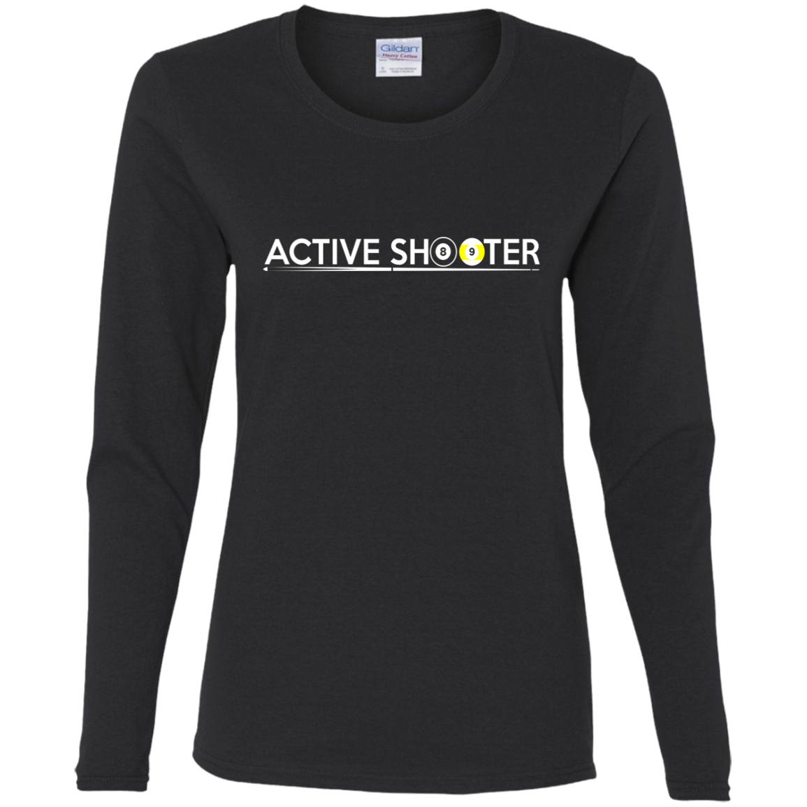 The GHOATS Custom Design #1. Active Shooter. Ladies' Cotton LS T-Shirt