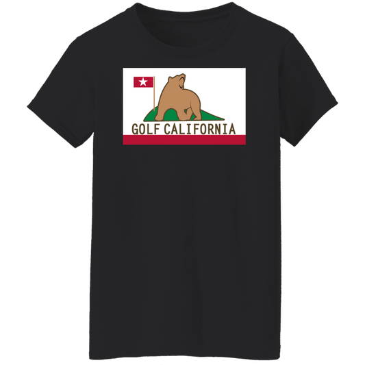 OPG Custom Design #14. Golf California. California State Flag. Ladies' 100% Preshrunk Cotton T-Shirt