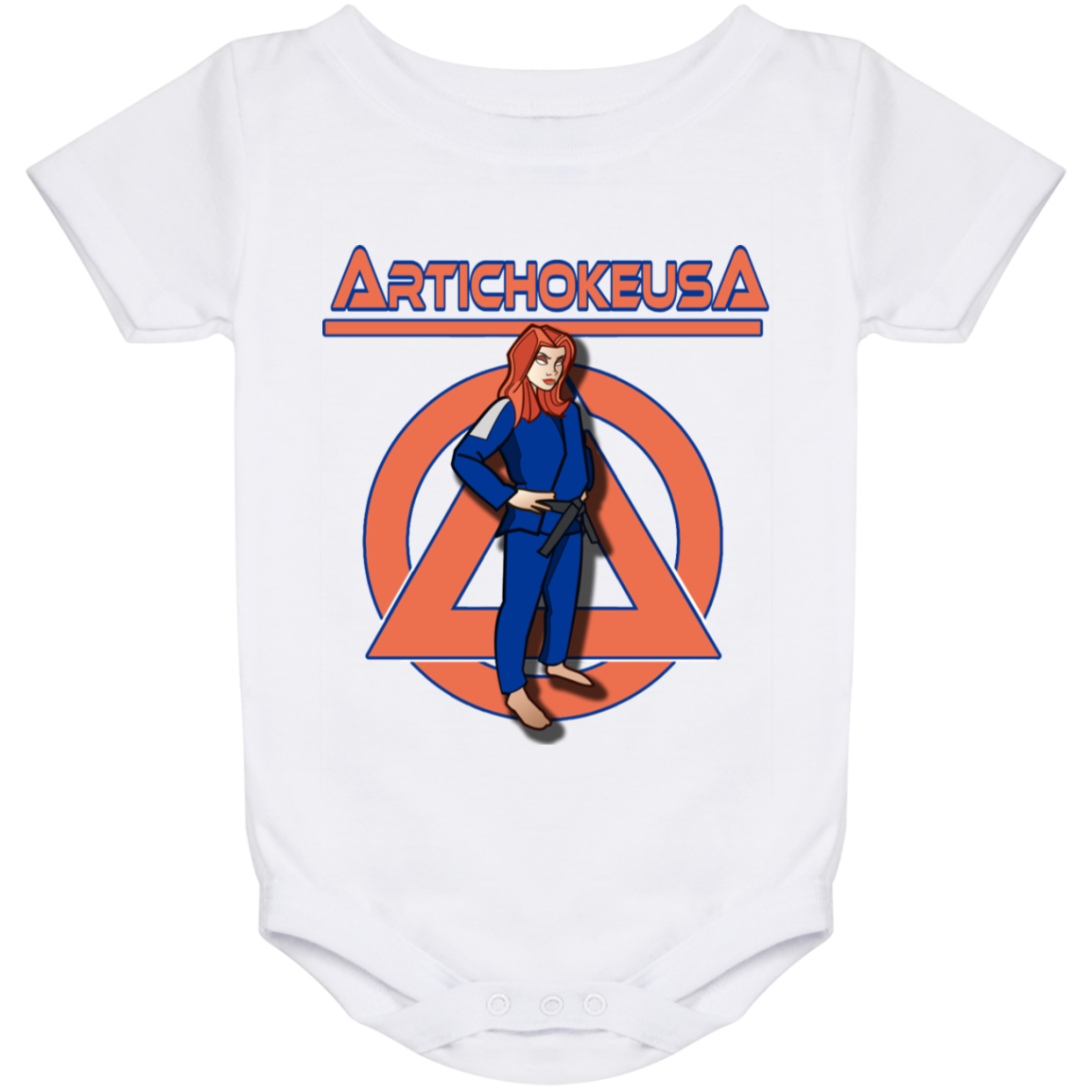 ArtichokeUSA Character and Font design. Let's Create Your Own Team Design Today. Amber. Baby Onesie 24 Month