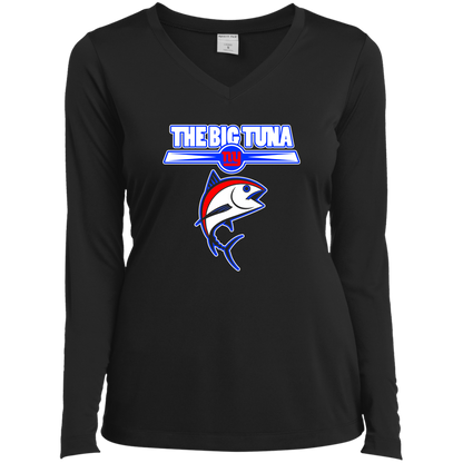 ArtichokeUSA Custom Design. The Big Tuna. Bill Parcell Tribute. NY Giants Fan Art. Ladies’ Long Sleeve Performance V-Neck Tee