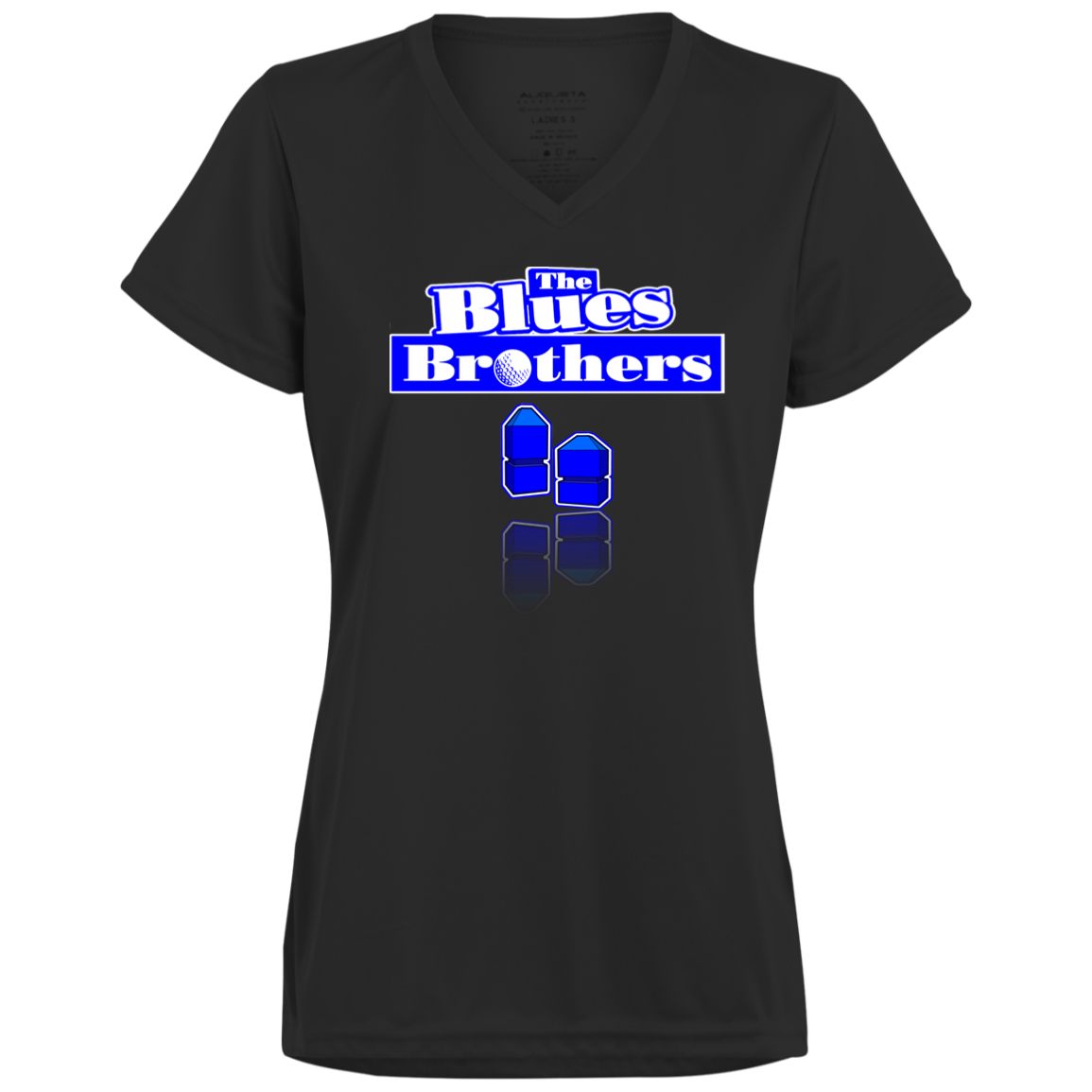 OPG Custom Design #3. Blue Tees Blues Brothers Fan Art. Ladies’ 100% polyester V-Neck Tee