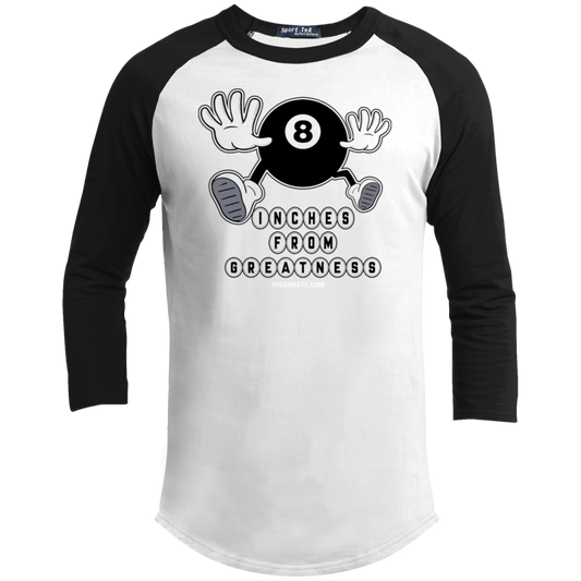 The GHOATS Custom Design #17. Inches From Greatness. Youth 3/4 Raglan Sleeve Shirt