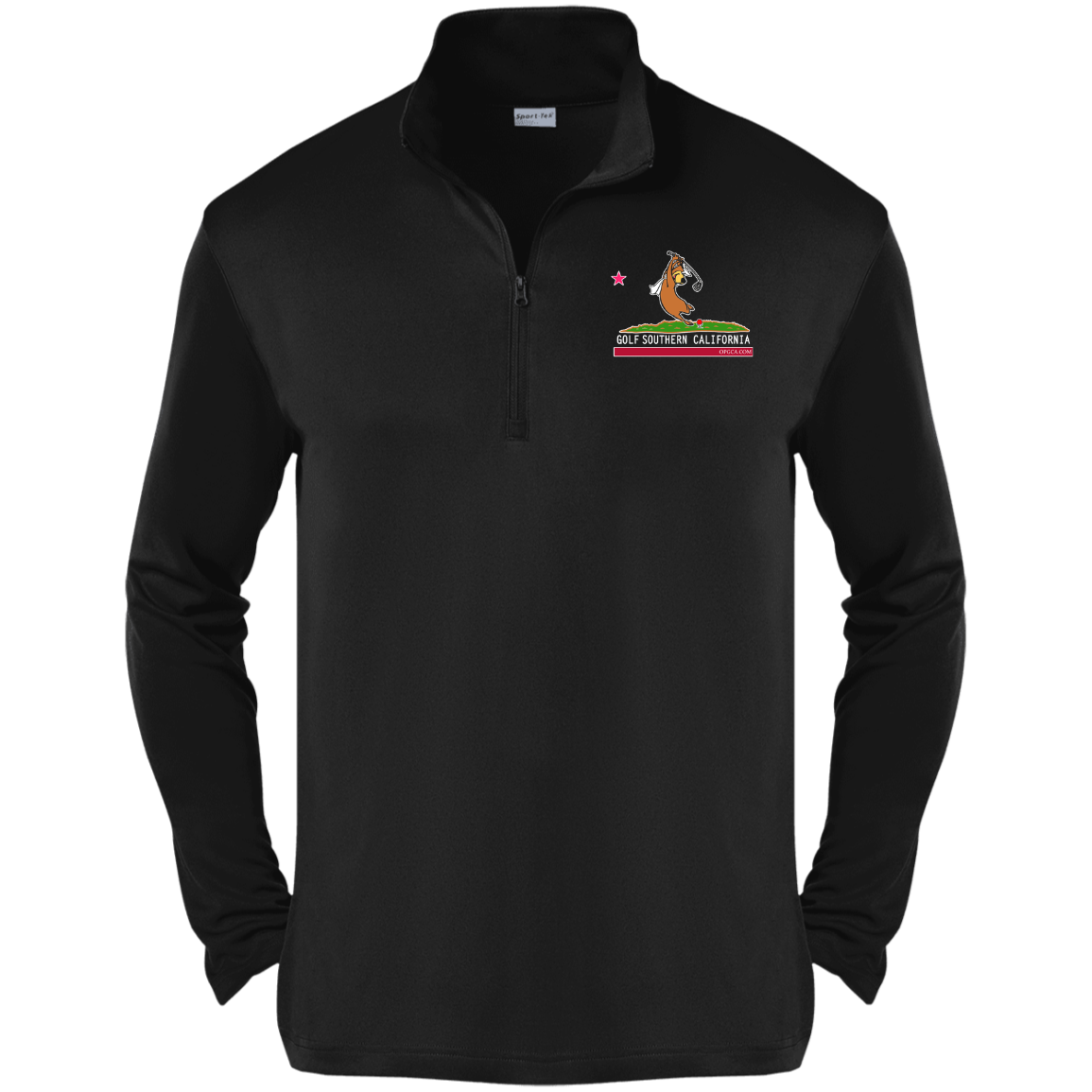 Custom Design #15. Golf Southern California with Yogi Fan Art. 1/4-Zip Pullover 100% Polyester 1/4-Zip Pullover