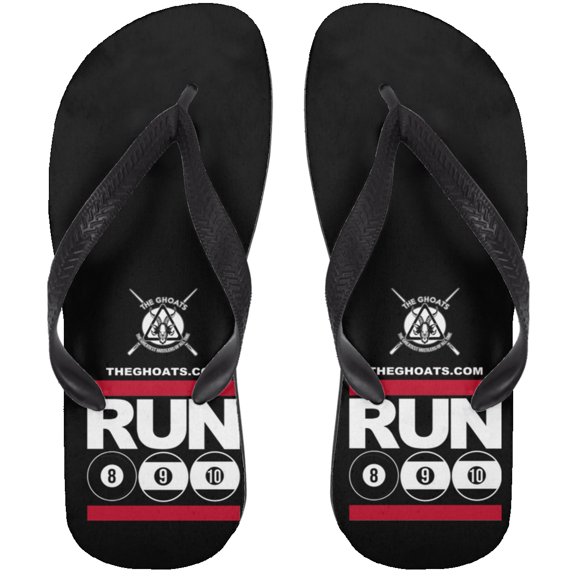 The GHOATS Custom Design. #29 run 8 9 10 ball. Adult Flip Flops