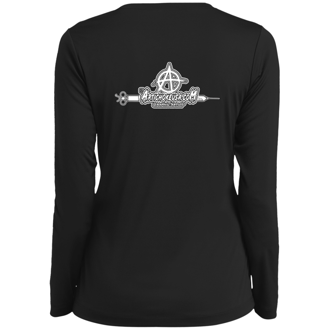 ArtichokeUSA Custom Design. Vaccinated AF (and fine). Ladies’ Long Sleeve Performance V-Neck Tee