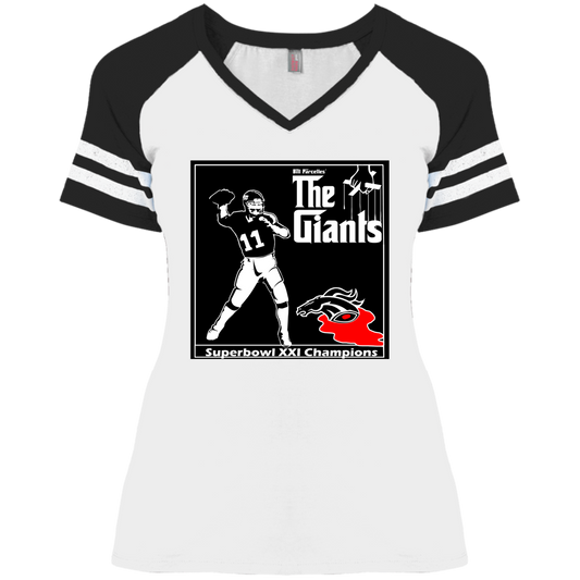 ArtichokeUSA Custom Design. Godfather Simms. NY Giants Superbowl XXI Champions. Ladies' Game V-Neck T-Shirt