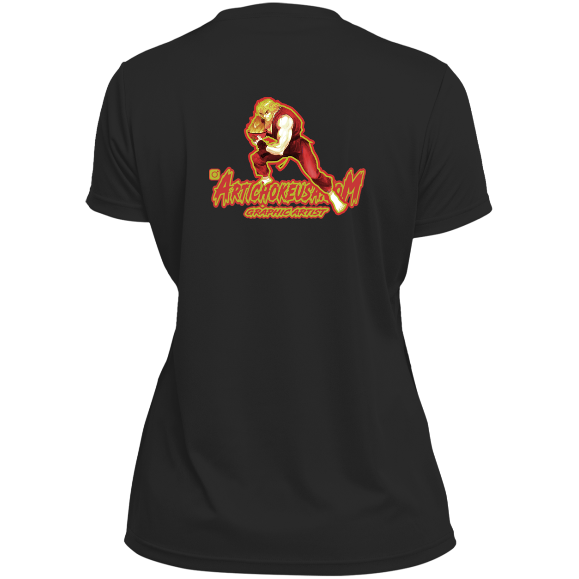 ArtichokeUSA Custom Design. Pho Ken Artichoke. Street Fighter Parody. Gaming. Ladies’ Moisture-Wicking V-Neck Tee