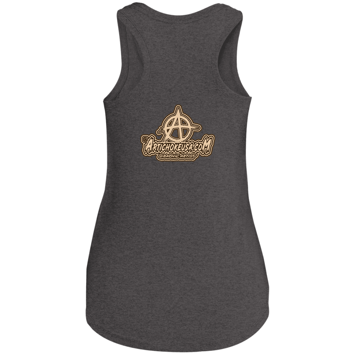 ArtichokeUSA Character and Font design. Let's Create Your Own Team Design Today. Mullet Mike. Ladies' Tri Racerback Tank