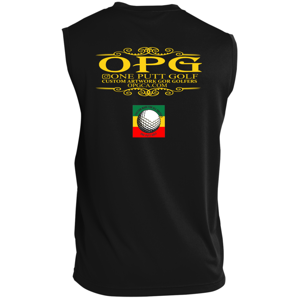 OPG Custom Design #22. One Putt / One Love Parody with Fan Art. Female Edition. Men’s Sleeveless