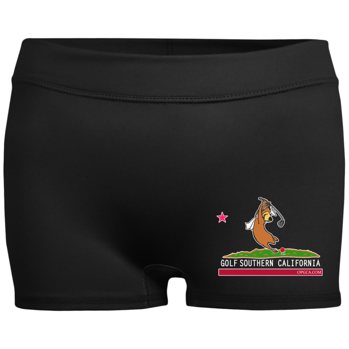 Custom Design #15. Golf Southern California with Yogi Fan Art. Ladies' Fitted Moisture-Wicking 2.5 inch Inseam Shorts