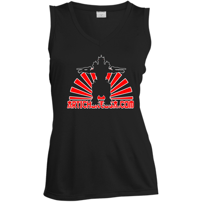 ArtichokeUSA Custom Design. Fan Art Mechagodzilla/Godzilla. Ladies' Sleeveless V-Neck