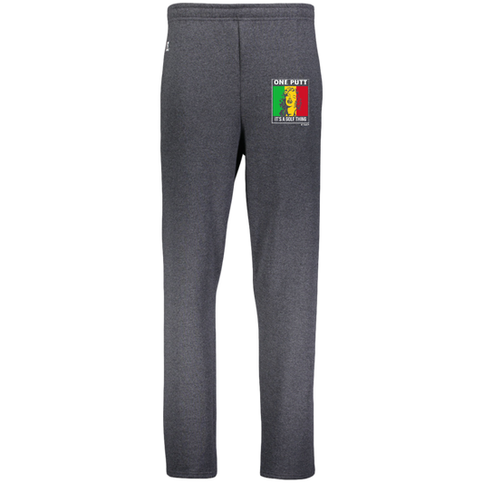 OPG Custom Design #22. One Putt / One Love Parody with Fan Art. Female Edition. Dri-Power Open Bottom Pocket Sweatpants