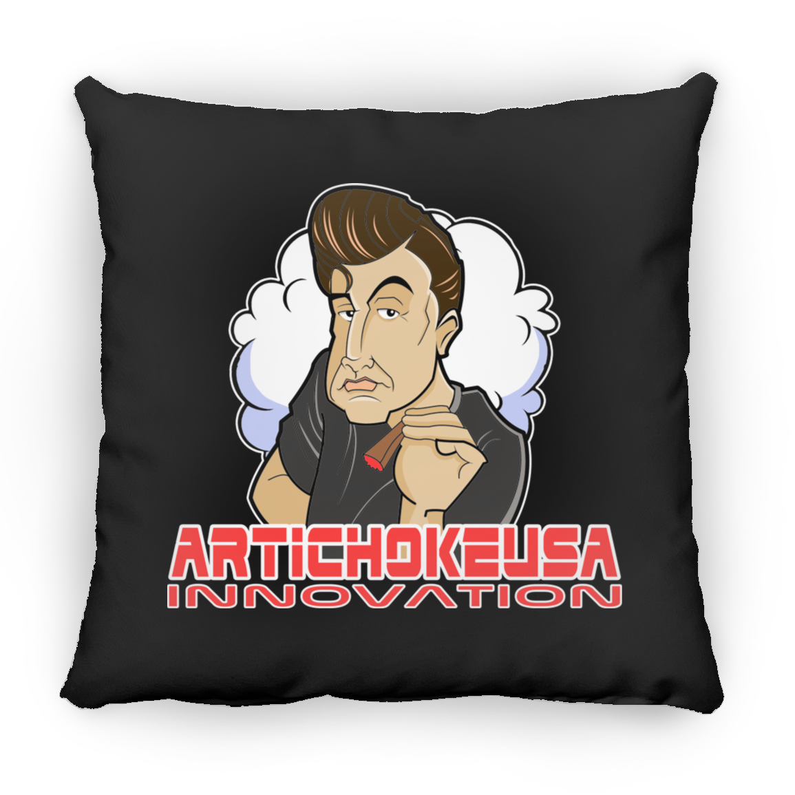 ArtichokeUSA Custom Design. Innovation. Elon Musk Parody Fan Art. Large Square Pillow