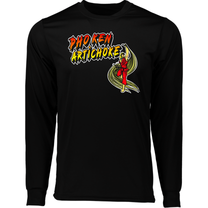 ArtichokeUSA Custom Design. Pho Ken Artichoke. Street Fighter Parody. Gaming. Long Sleeve Moisture-Wicking Tee