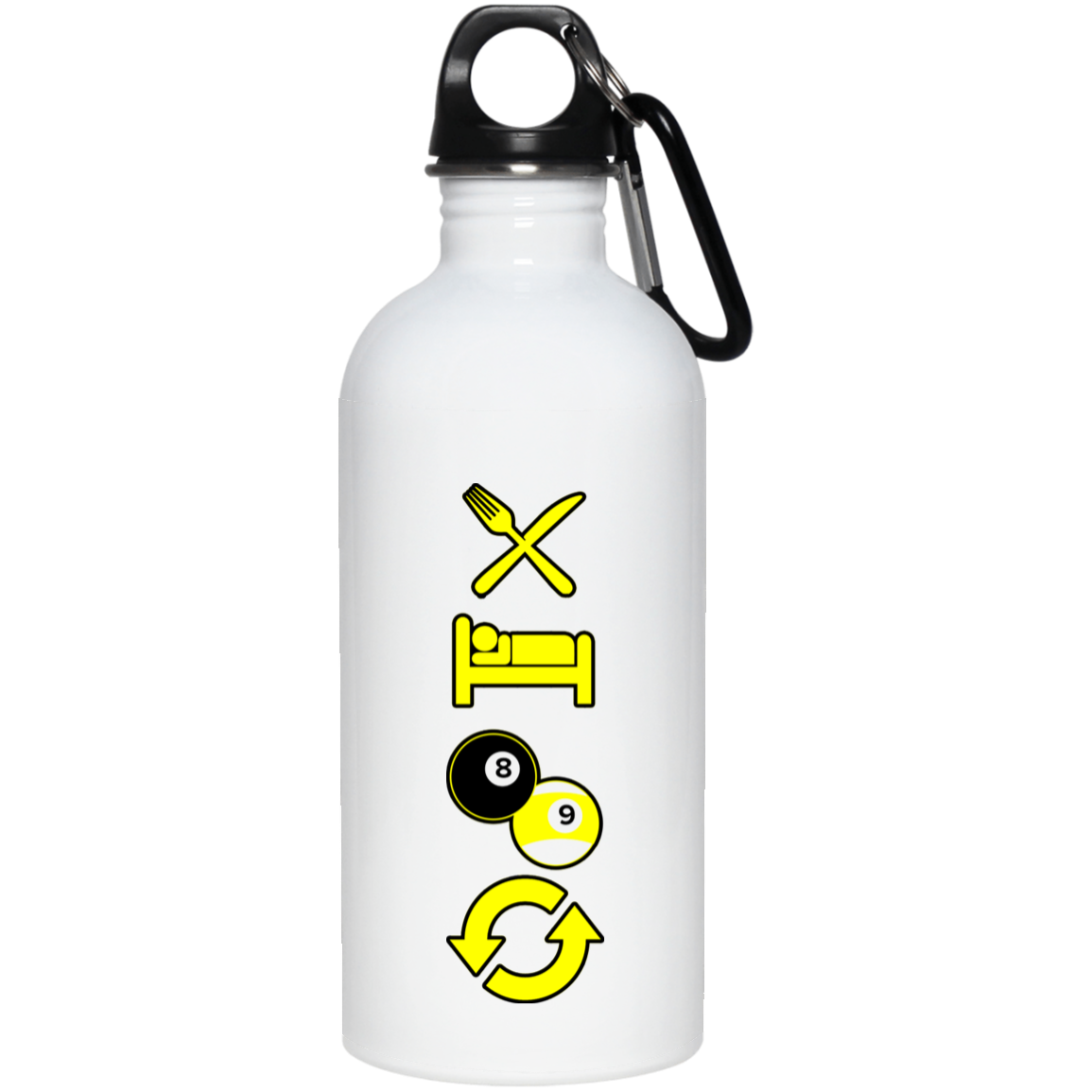 The GHOATS custom design #8. Eat. Sleep. Pool. Repeat. Pool / Billiards. 20 oz. Stainless Steel Water Bottle