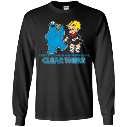 ArtichokeUSA Custom Design. Don't Eat Cookies And Spend Cache! Delete Them! Cookie Monster and Richie Rich Fan Art/Parody. Youth LS T-Shirt