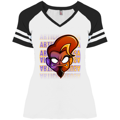 ArtichokeUSA Character and Font design. Let's Create Your Own Team Design Today. Arthur. Ladies' Game V-Neck T-Shirt