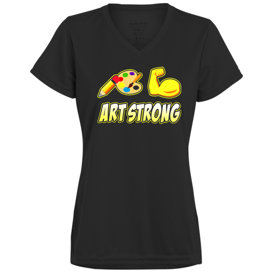 ArtichokeUSA Custom Design. Art Strong. Ladies’ Moisture-Wicking V-Neck Tee