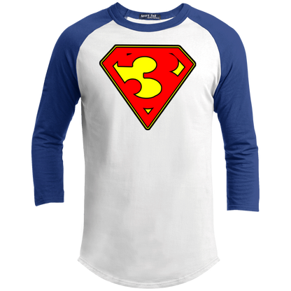 The GHOATS Custom Design. #38 Super 3. APA League. Youth 3/4 Raglan Sleeve Shirt